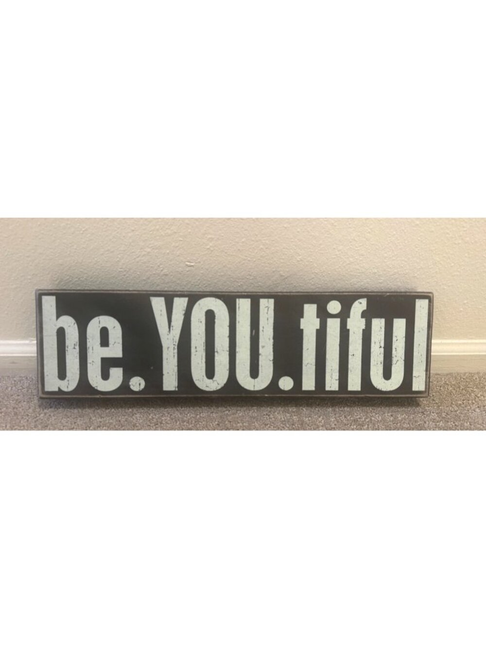 20" x 5.5" Rectangular Wooden Block Sign Wall Art Decor be.YOU.tiful Beautiful